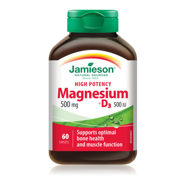 JAMIESON MAGNESIUM 500MG+ 500 IU D3 CAPLETS 60`S