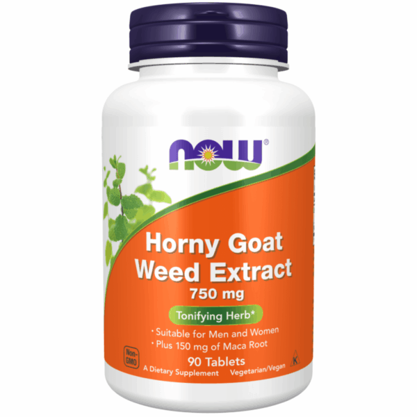 NOW Horny Goat Weed Extract 750mg Tabs 90’s – with Maca
