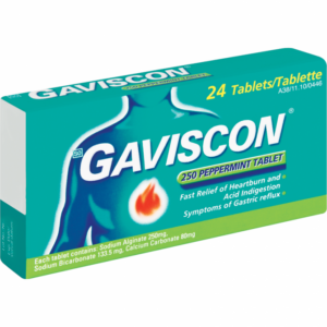 GAVISCON 250MG PEPPERMINT TABLETS 24`S