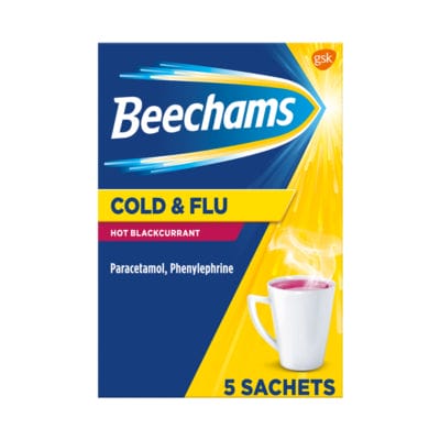 Beechams Cold & Flu Hot Blackcurrant Sachets 5s