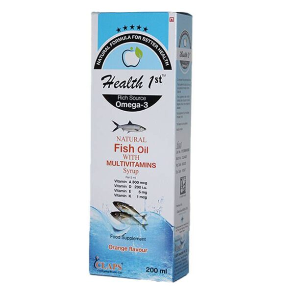 HEALTH 1ST NATURAL FISH OIL WITH MULTIVITAMIN ORANGE FLAVOR SYRUP 200ML